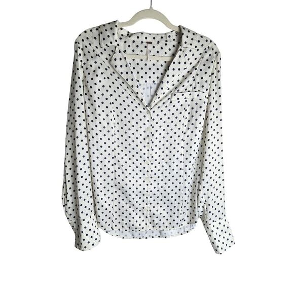 Free People Penny Polka Dot button front blouse sz L Careerwear professional - Picture 1 of 10